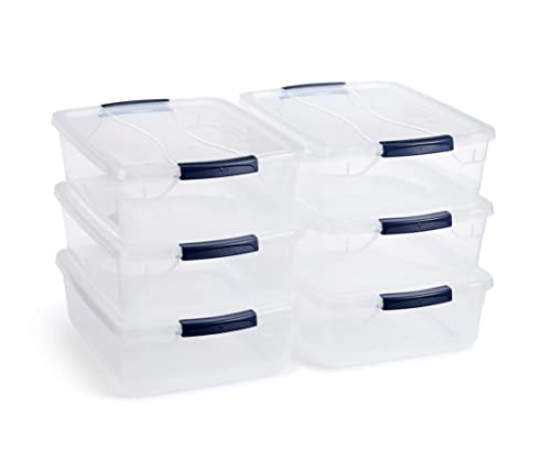 Rubbermaid Cleverstore Clear 16 Qt/4 Gal, Pack of 6 Stackable Plastic Storage Containers