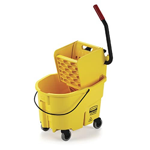 Rubbermaid 26 Qt. WaveBrake Mop Bucket and Wringer Combo on Wheels, Yellow