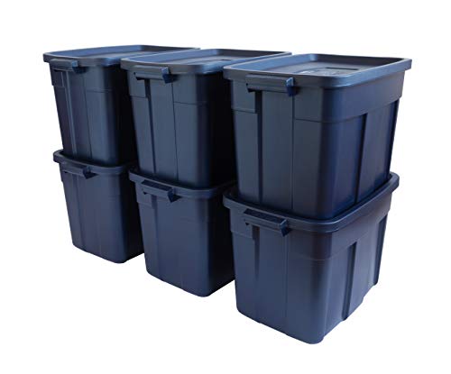 Rubbermaid Roughneck Storage Totes 18 Gal, Durable Stackable Storage Containers, Great for Garage Storage, Moving Boxes, and More, 6-Pack