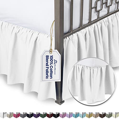 White 18 Inch Cal King Bed Skirt with Split Corners - 16 Colors" - SHOPBEDDING