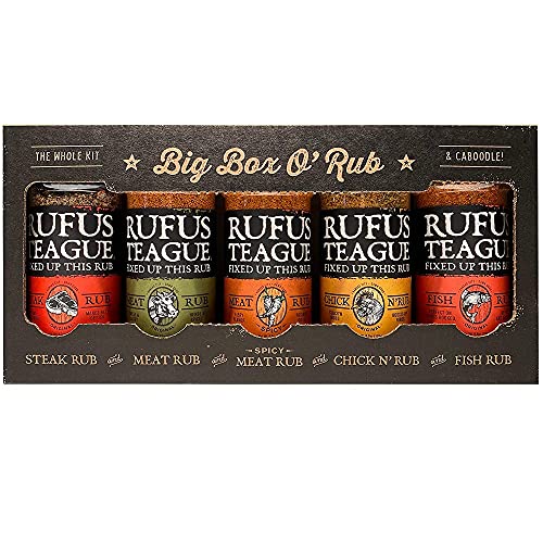 Rufus Teague Big Box O' Rub Variety Pack - Premium BBQ Rub - 5 Bottles