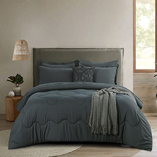 RUIKASI White Queen Comforter Set - 7 Pieces Queen Bed in a Bag