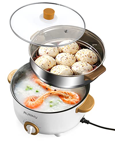 RUNHU Electric Hot Pot with Steamer - Convenient and Versatile Cooking Appliance
