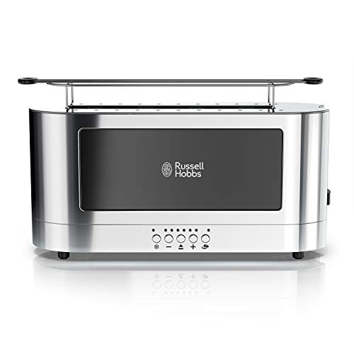 Russell Hobbs 2-Slice Long Glass Accent Toaster, Black & Stainless
