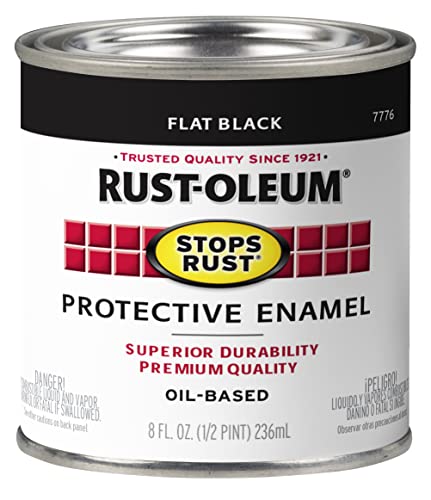 Rust-Oleum 7776730 Protective Enamel Paint, 8-Ounce, Flat Black, 12 Fl Oz (Pack of 1)