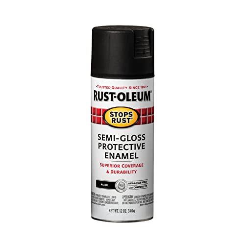 Rust-Oleum 7798830 Stops Rust Spray Paint, 12 oz, Semi-Gloss Black