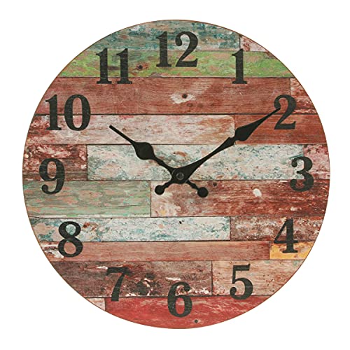 Rustic 12 Inch Round Wooden Wall Clock