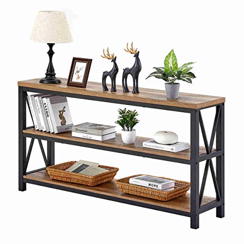 Rustic and Versatile Industrial Console Table with 3-Tier Shelves