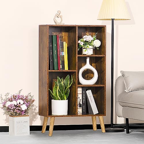 Rustic Brown Corner Bookcases