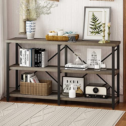 Rustic Console Table with Storage Shelves