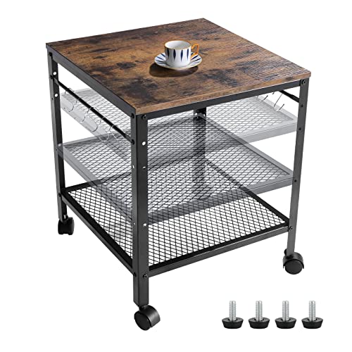 Adjustable 2-Tier Rustic End Table - 143 lb Capacity - Multi-Use Stand