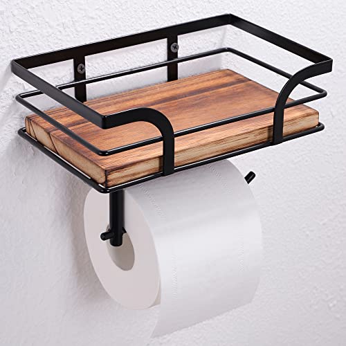Rustic Farmhouse Toilet Paper Holder with Shelf