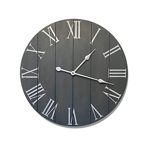 Rustic Farmhouse Wall Clock - 24" Grey