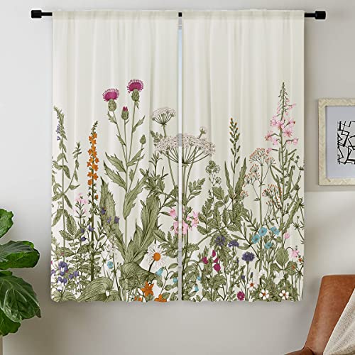 Rustic Floral Curtains - Vintage Botanical Nature Design