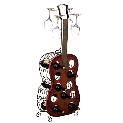 Rustic Gold Guitar Wine Holder