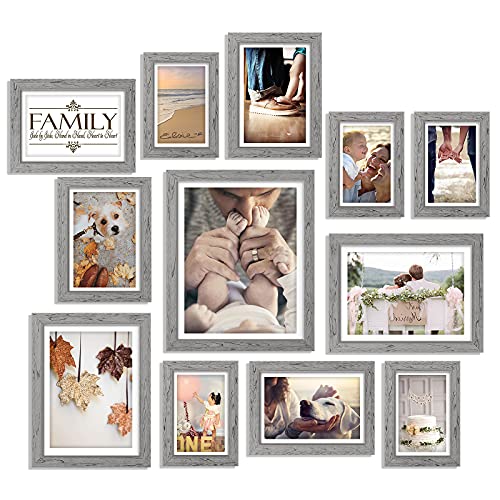 Rustic Gray Picture Frames Set for Wall Decor- 12 Pack