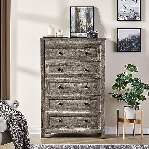 Rustic Grey Dresser with Vintage Grain Texture