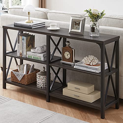 Rustic Industrial Console Table with Storage - LVB