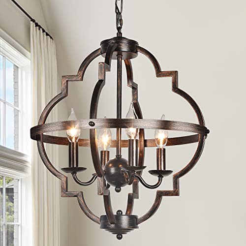 Rustic Industrial Oil Rubbed Gold Orb Chandelier