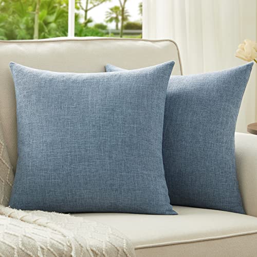 Rustic Linen Square Decorative Throw Pillow Covers