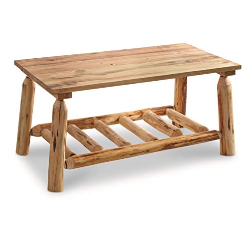 Rustic Pine Log Coffee Table for Living Room