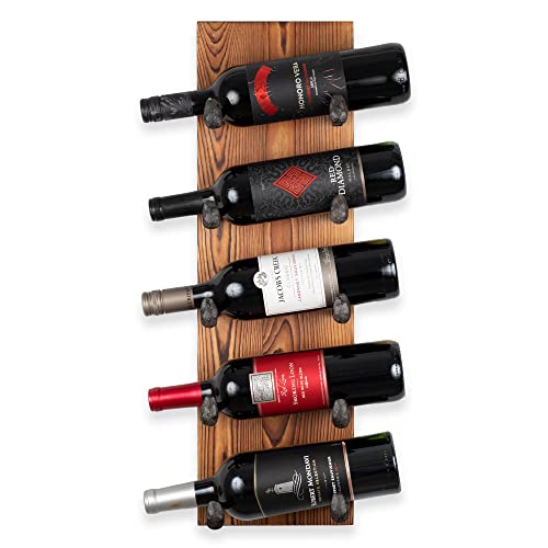 Rustic State Alicante Vertical Wine Rack with Cast Iron Hooks - Walnut