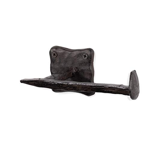 Rustic Brown Horseshoe Standing Toilet Paper Holder Cast Iron