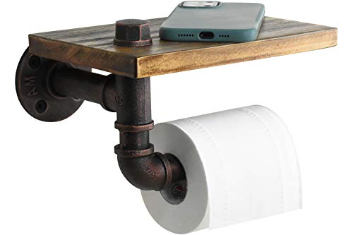 Rustic Toilet Paper Holder with Shelf
