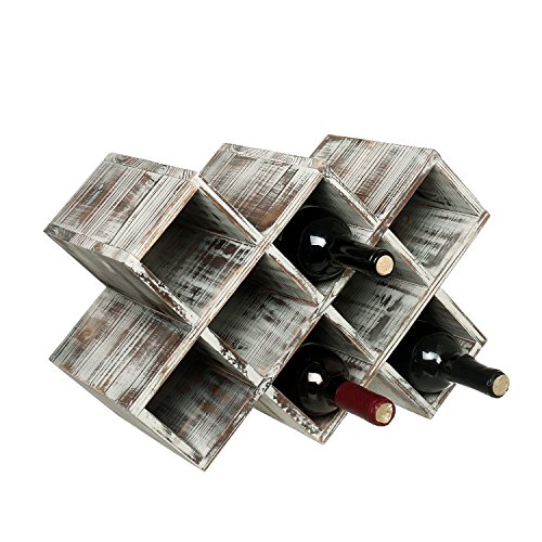 Rustic Torched Wood Wine Bottle Storage and Organizer Rack