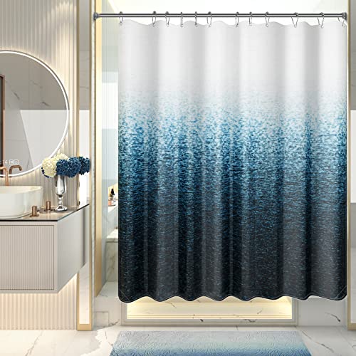 Rustic Waterproof Dark Sea Blue Farmhouse Shower Curtains