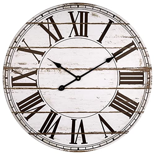 Rustic White Farmhouse Shiplap Wood Wall Clock
