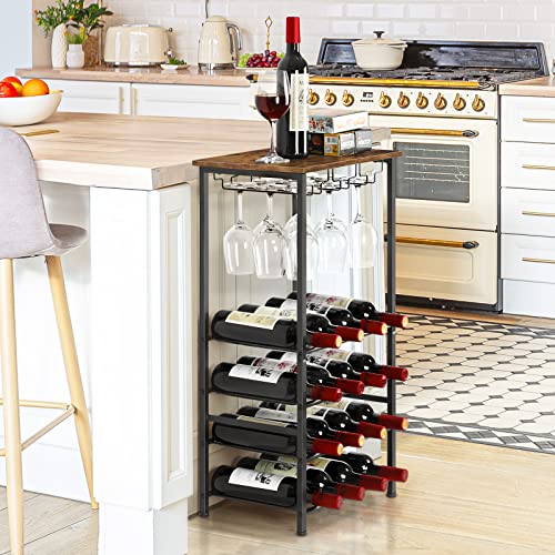 Rustic Wine Rack Freestanding Floor