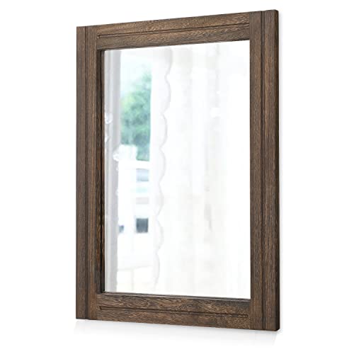 Rustic Wood Mirror with Frame - Rectangle Decorative Wall Mirror