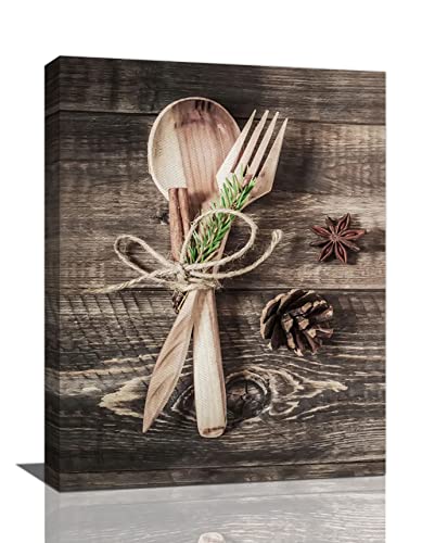 Rustic Wooden Fork Spoon Kitchen Wall Art