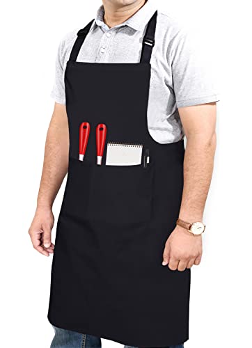 Rosoz Funny BBQ Black Chef Aprons for Men, Grill Master, Adjustable Kitchen  Cooking Aprons with Pocket Waterproof Oil Proof Father’s Day/Birthday