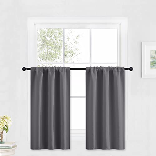 RYB HOME Blackout Curtains - Grey, 1 Pair