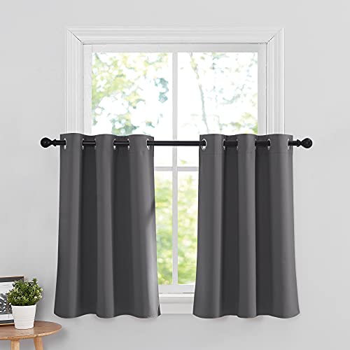 RYB HOME Grey Blackout Curtain Tiers