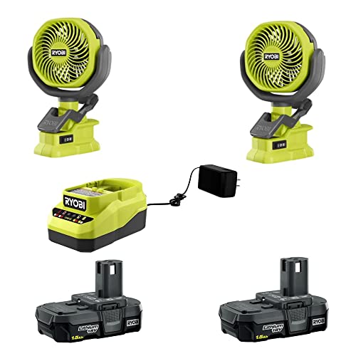  Ryobi P3320 18 Volt Hybrid One+ Battery or AC Powered  Adjustable Indoor / Outdoor Shop Fan (Battery and Extension Cord Not  Included / Fan Only) : Tools & Home Improvement