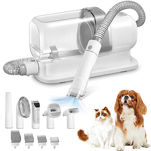 Oneisall 7 In 1 Dog Grooming Kit, Low Noise Pet Grooming Vacuum with 1.5 L  Dust Cup, Dog Vacuum for Shedding Grooming, with 7 Professional Grooming
