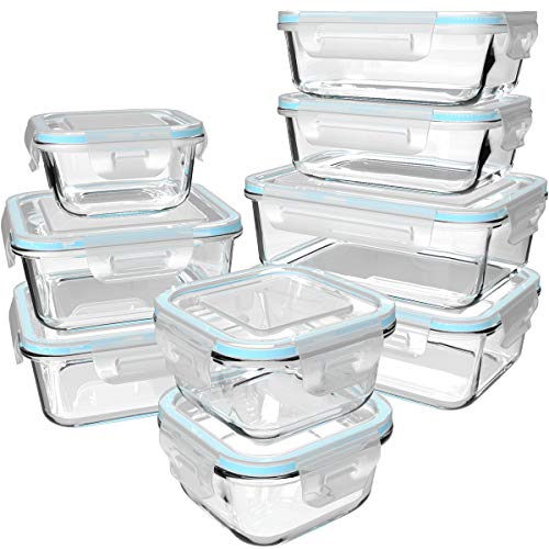 18-Piece Glass Food Storage Containers with BPA-Free Lids