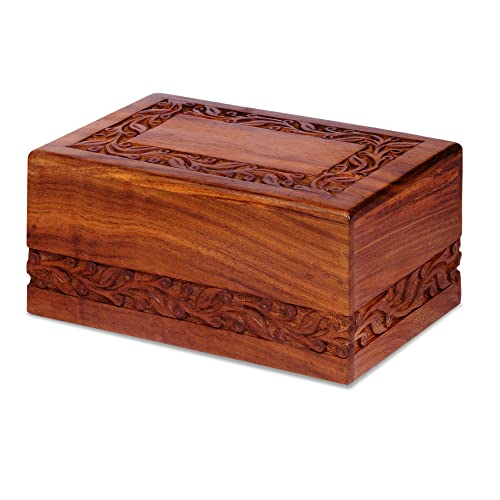 Handcarved Wooden Memorial Urn for Ashes - Small