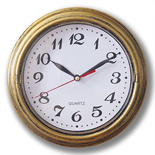 Sac Smarten Arts Decor Silent Wall Clock Non Ticking Decor Wall Clock 8 Inches Vintage Gold Metalic Looking Easy To Ready For Homeschoolhoteloffice 513DT05TreL 