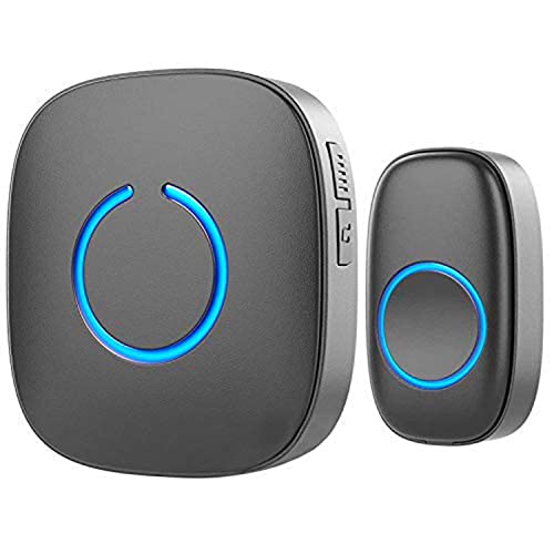 SadoTech Wireless Doorbell for Home - Battery Operated, 1000 Feet, Wireless Door Bell w/LED Flash, 1 push button + 1 receiver, Matte Black