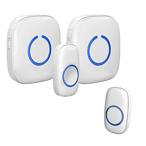 SadoTech Wireless Doorbell Set: 2 Ringers & 2 Chime Receivers, LED Flash, White