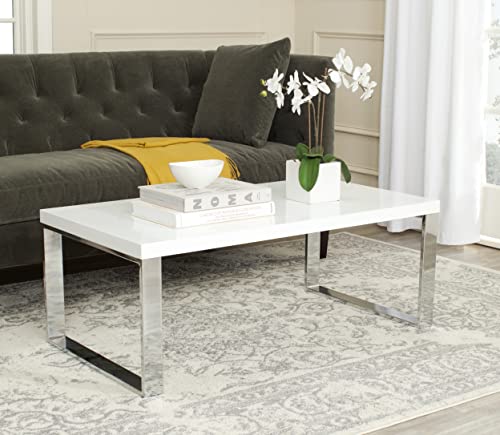 Safavieh Home Collection Rockford White and Chrome Coffee Table