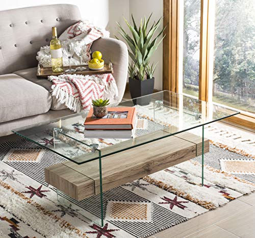 Safavieh Kayley Natural and Glass Coffee Table