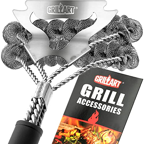 Safe BBQ Grill Cleaner Brush - 17" BBQ Brush for Grill Cleaning Kit -Stainless Grill Cleaning Brush BBQ Grill Accessories Tools- Gifts for Men Dad