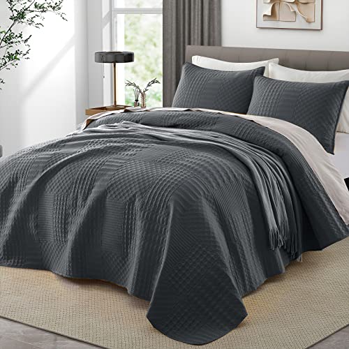 Safonory Dark Gray Patchwork Quilted Bedspreads Full/Queen Size