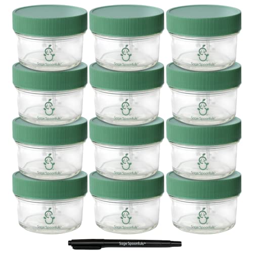 Sage Spoonfuls 12-Pack 4oz Glass Baby Food Jars with Lids