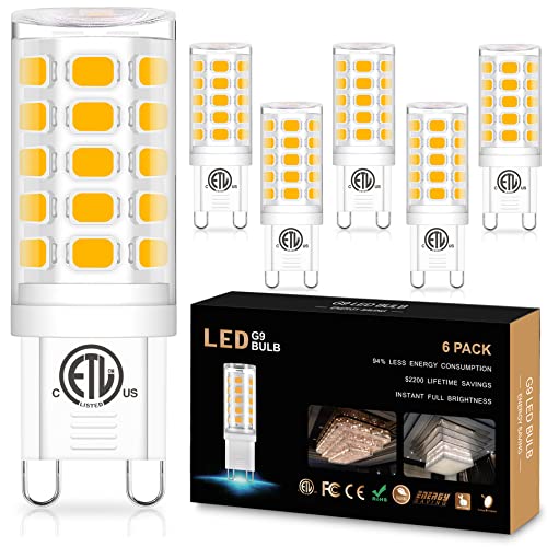 hansang G9 Led Bulb,6W(60W Halogen Bulb Replacement), Chandelier Light  Bulbs,88 LEDs,Warm White 3000K,Non-dimmable,G9 Bi Pin Base,360° Transparent